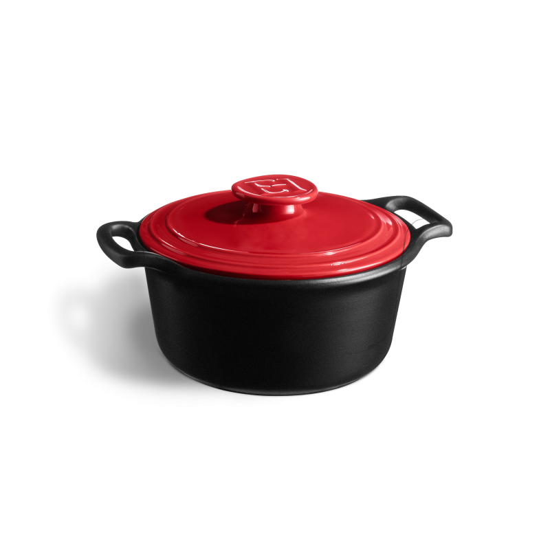 Emile Henry Sublime+ 3L Round Casserole with Burgundy Lid