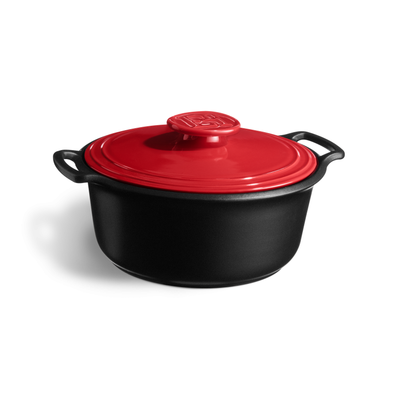 Emile Henry Sublime+ 4L Round Casserole with Burgundy Lid
