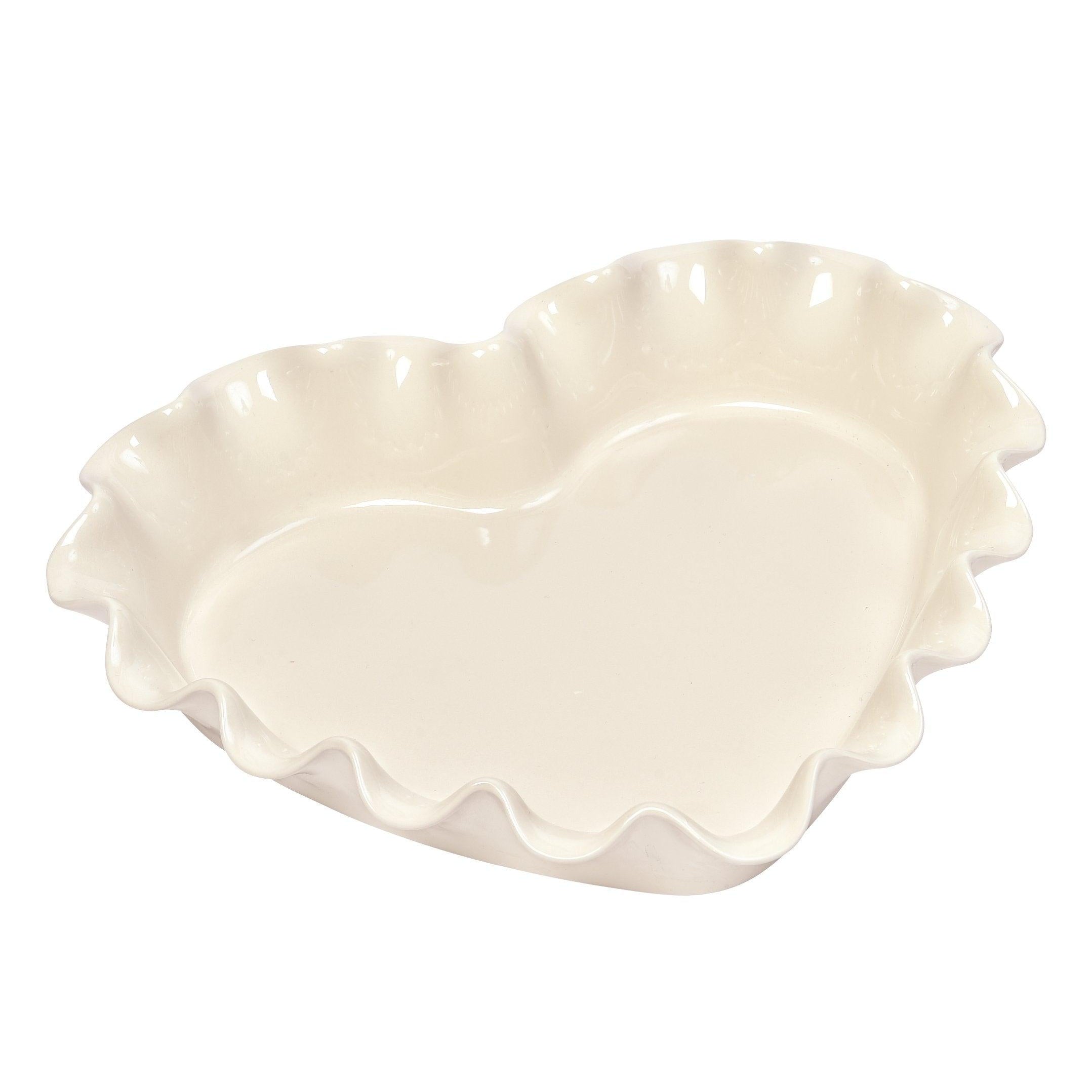 Ruffled heart dish Clay 33cm x 29cm