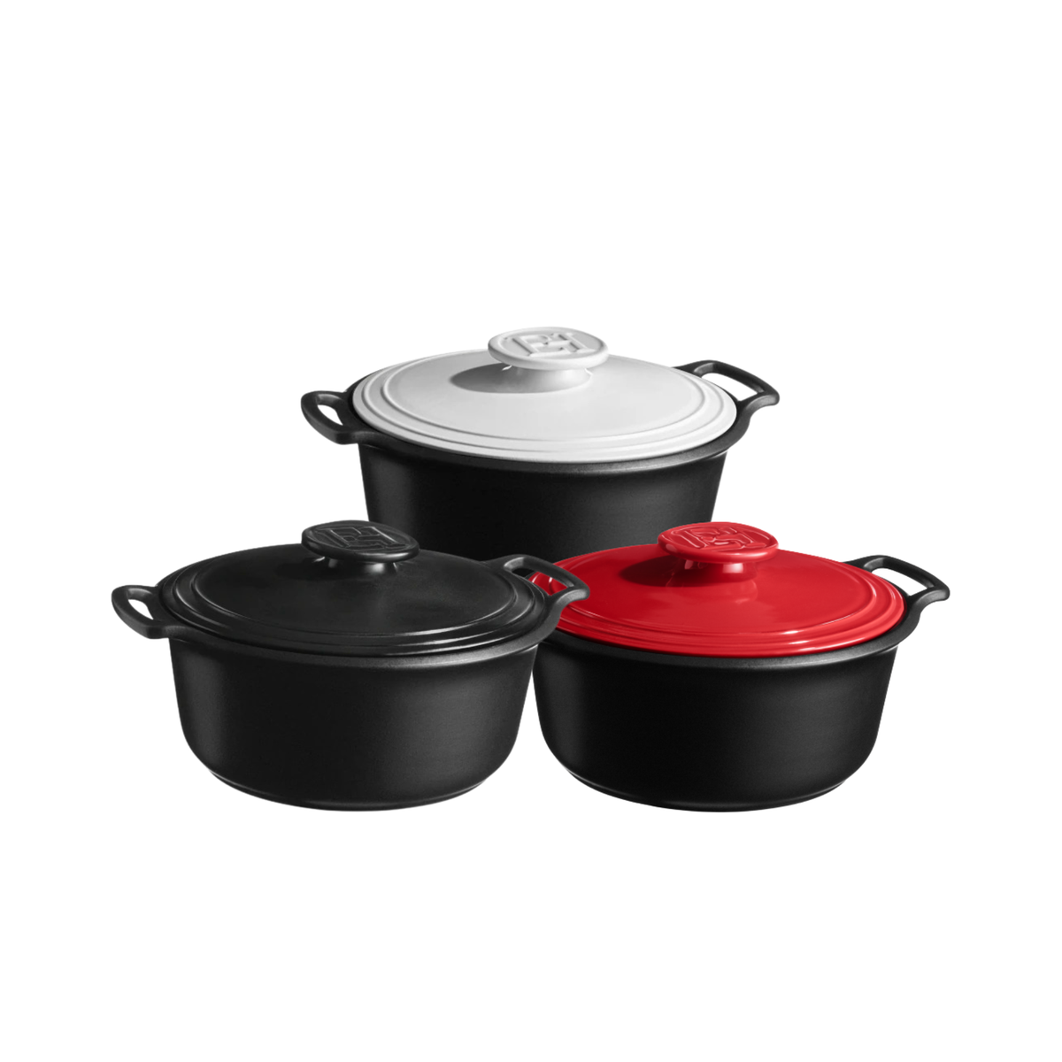 Emile Henry Sublime+ 4L Round Casserole Showcasing all colours