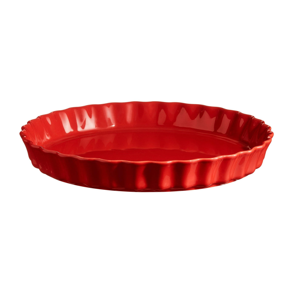 Emile Henry 29.5cm ceramic tart dish in Burgundy red