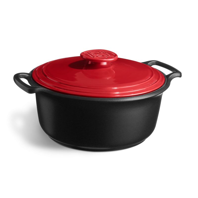 Emile Henry Sublime+ 7L Round Casserole with Burgundy Lid