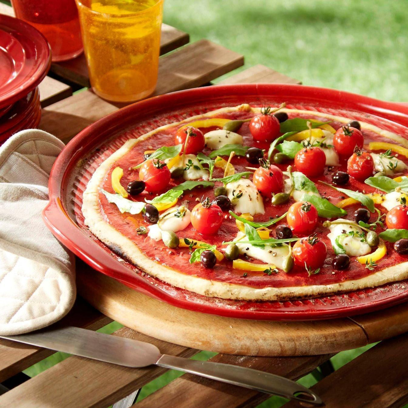  Ridged Pizza Stone Burgundy 40cm dia. - HAUSwares